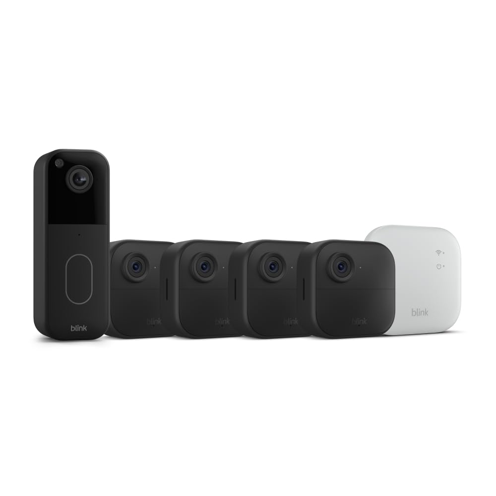 Blink Video Doorbell + Outdoor 4 XR – Wireless smart security cameras, two-year battery life, go up to 400 feet from your home with extended range. Sync Module XR included.